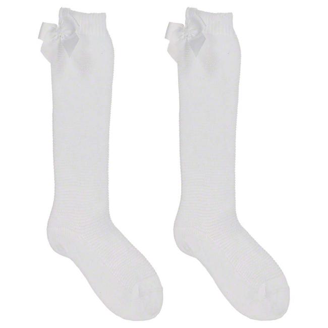 Picture of Condor Socks Grosgrain Bow Knee Socks White