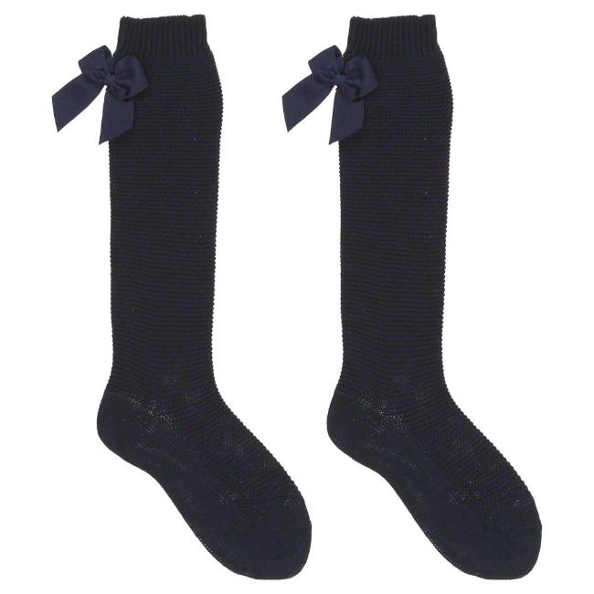 Picture of Condor Socks Grosgrain Bow Knee Socks Navy