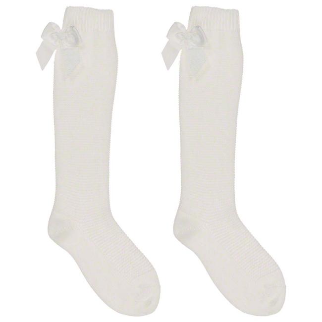 Picture of Condor Socks Grosgrain Bow Knee Socks Ivory