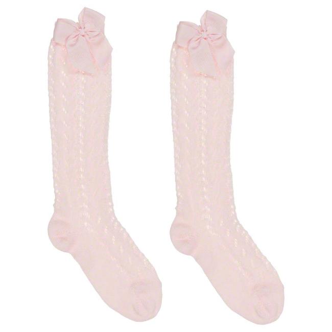 Picture of Condor Socks Openwork Grosgrain Bow Knee Socks - Pink
