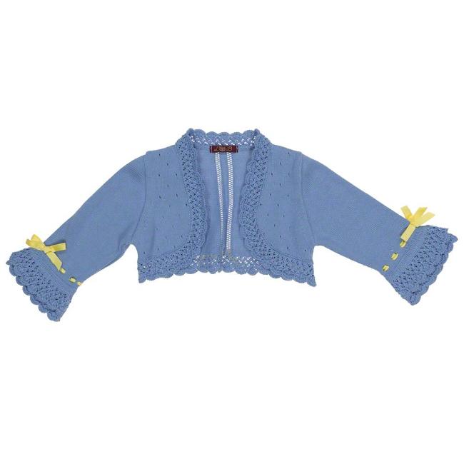 Picture of Loan Bor Girls Double Ruffle Bolero Cardigan - Blue Yellow