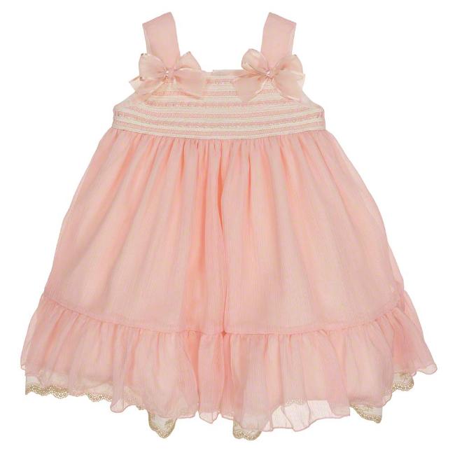 Picture of Loan Bor Girls Chiffon Dress With Lace - Peach