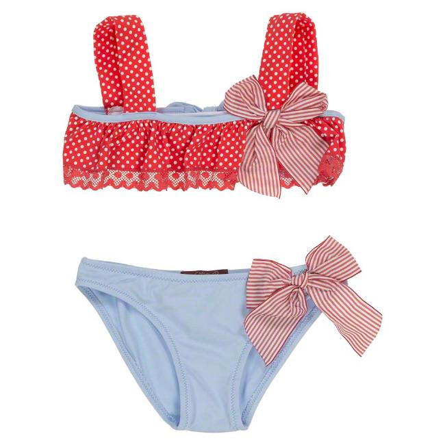 Picture of Loan Bor Girls Polka Ruffle Bikini - Red Blue