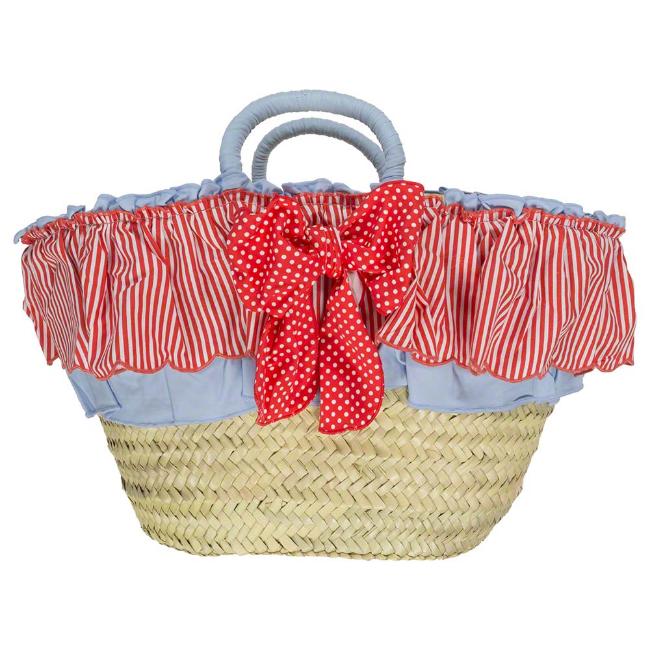 Picture of Loan Bor Girls Stripe Ruffle Beach Basket - Red Blue