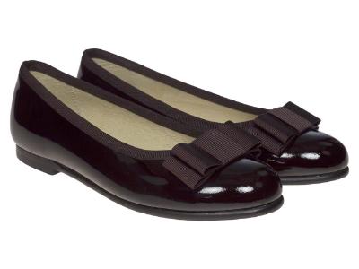 Picture of Panache Girls School Ballerina Shoe - Dark Brown Patent