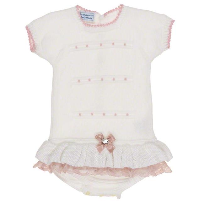 Picture of Carmen Taberner Baby Knitted Skirted Playsuit -White