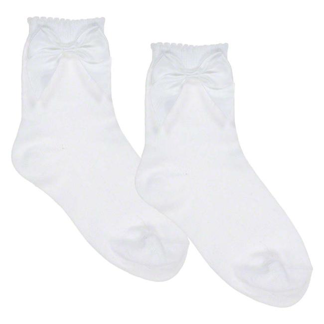 Picture of Carlomagno Socks Silky Ankle Sock With Satin Bow - White