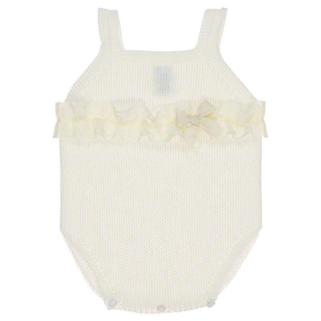 Picture of Mac Ilusion Knitted Summer Lace Trim Romper - Cream