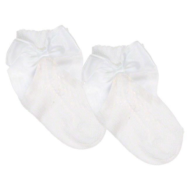 Picture of Carlomagno Socks Satin Bow Perle Ankle Socks - White