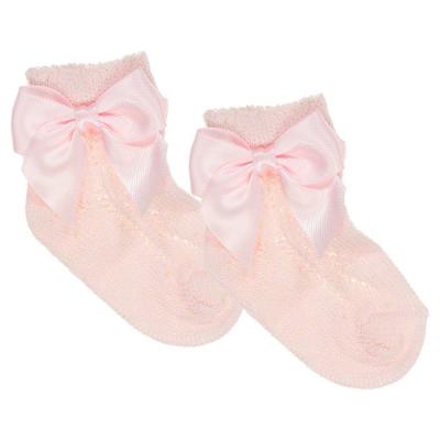 Picture of Carlomagno Socks Satin Bow Perle Ankle Socks - Pink