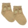 Picture of Carlomagno Socks Silky Ankle Small Pom Pom - Camel