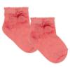 Picture of Carlomagno Socks Silky Ankle Small Pom Pom - Coral