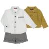 Picture of Loan Bor Boys Shirt Shorts Cardigan Set - Grey Mustard