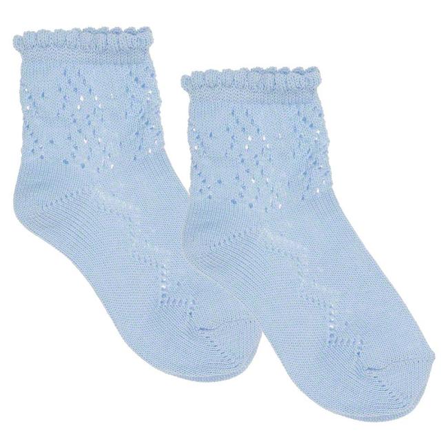 Picture of Dorian Gray Socks Pearl Openwork Ankle Sock - Pale Blue