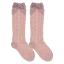 Picture of Condor Socks Openwork Grosgrain Bow Knee Socks - Palo Pink