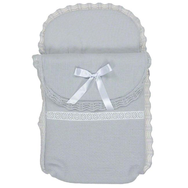 Picture of Mac Ilusion Knitted Lace Trim Pram Sack - Grey