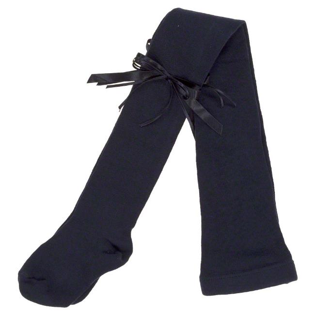 Picture of Dorian Gray Socks Fine Knit Bow Tights - Navy