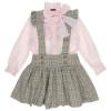 Picture of Loan Bor Girls Check Pinafore Blouse Set - Pink Brown