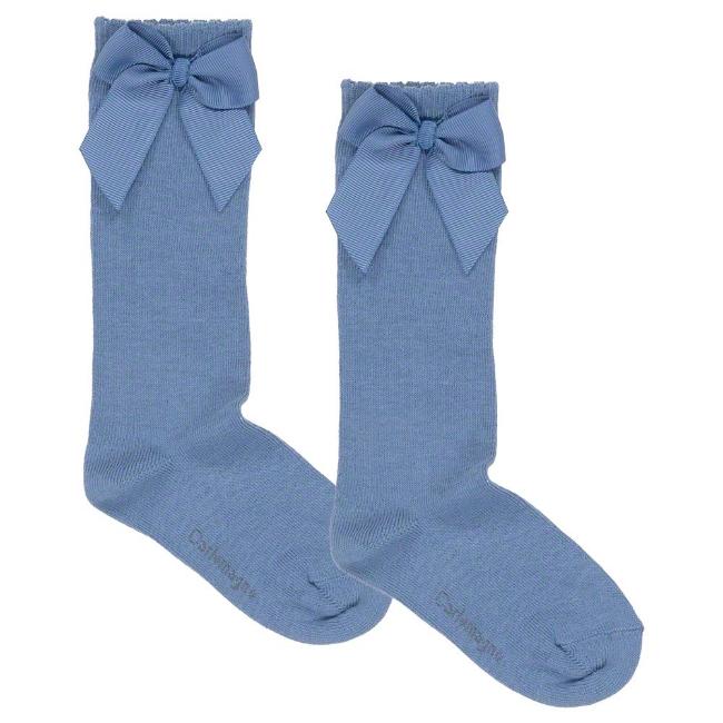 Picture of Carlomagno Socks Grosgrain Bow Knee High - Francia Blue