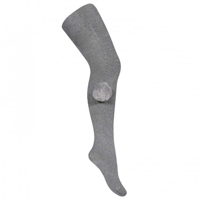 Picture of Condor Socks Large Faux Fur Pom Pom Tights - Dark Grey
