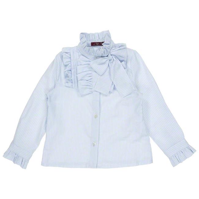 Picture of Loan Bor Girls Stripe Ruffle Blouse With Bow - Blue
