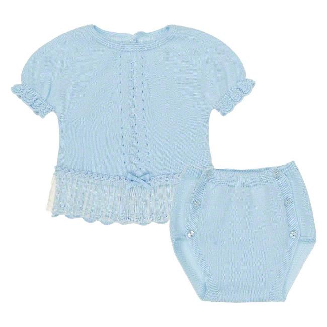 Picture of Mac Ilusion Girls Boxed Short Sleeved Knitted Set - Blue