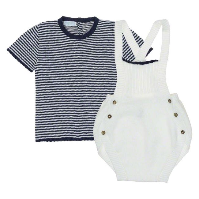 Picture of Mac Ilusion Boys Boxed Stripe & Knitted Set - White Navy