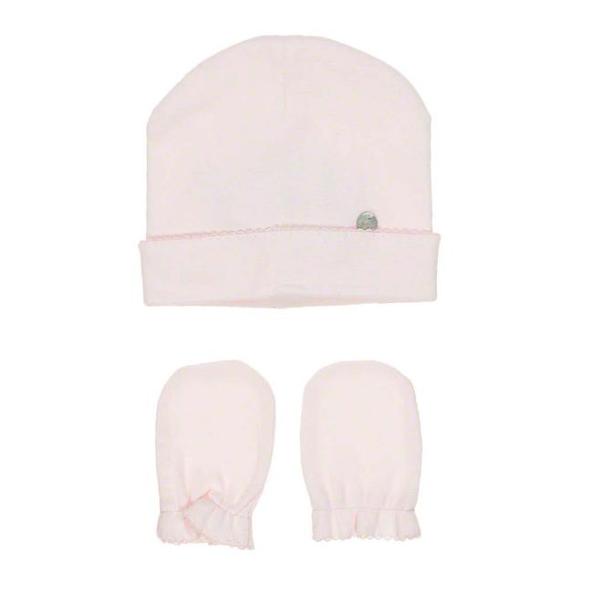 Picture of Purete du... bebe Beanie & Scratch Gloves Set - Pink