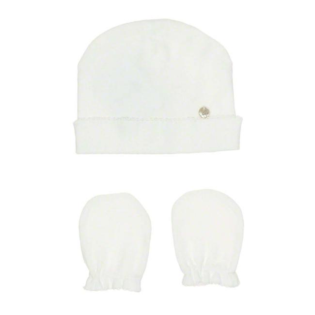 Picture of Purete du... bebe Beanie & Scratch Gloves Set - Ivory