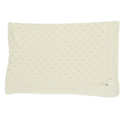 Picture of Purete du... bebe Knitted Openwork Shawl - Ivory