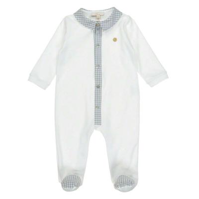 Picture of Purete du... bebe Gingham Babygrow - White Grey