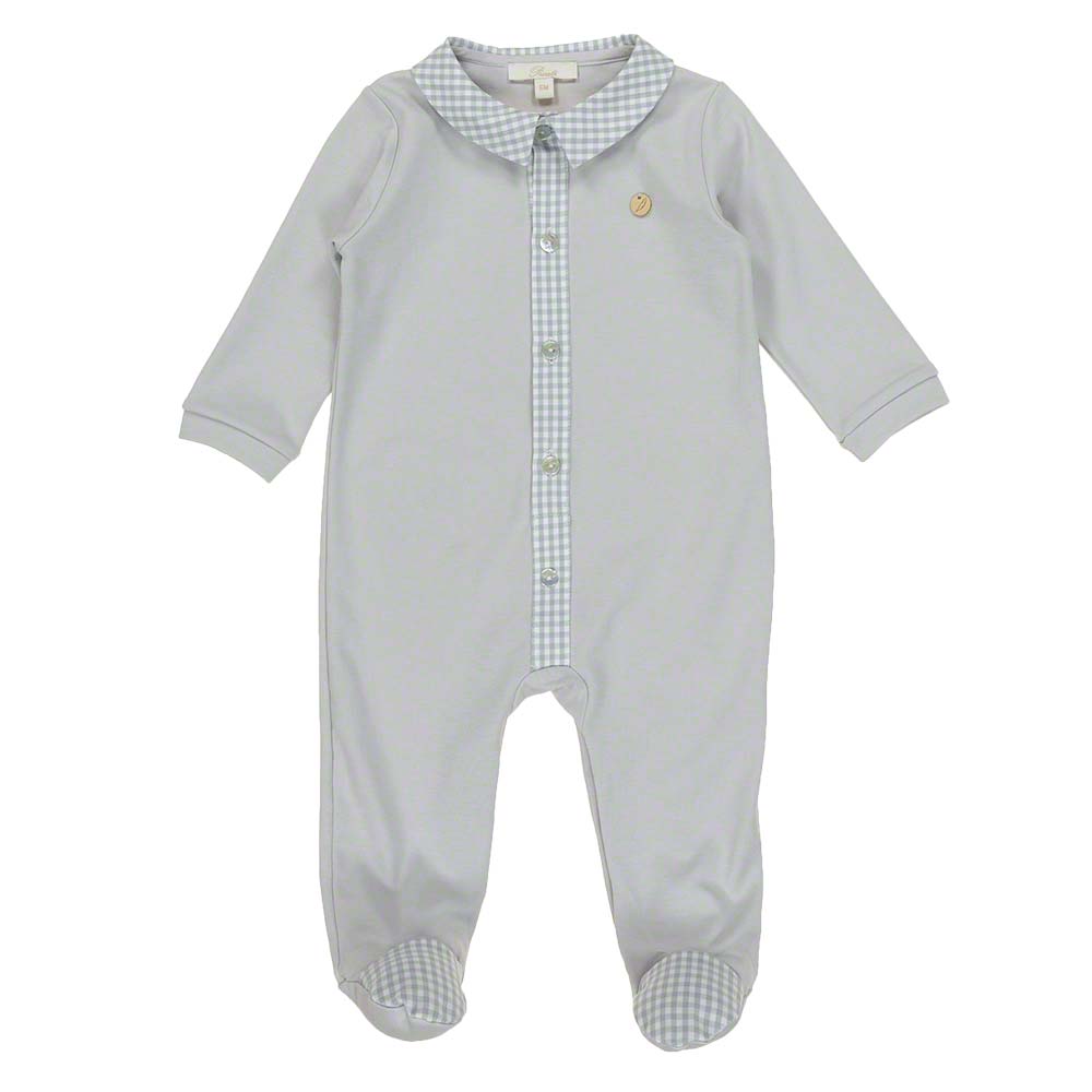 Purete du. bebe Gingham Babygrow Grey
