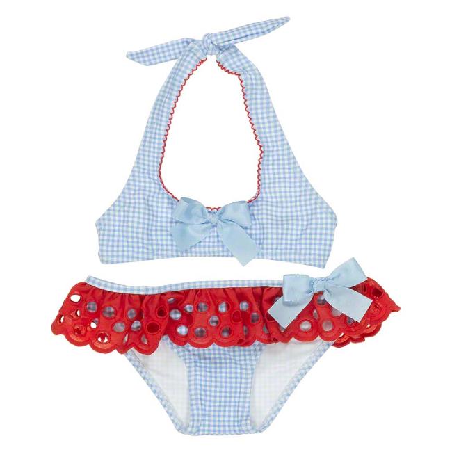 Picture of Loan Bor Gingham Halterneck Bikini - Blue Red