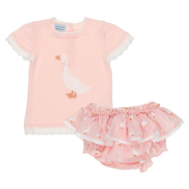 Picture of Carmen Taberner Baby Goose Print Top Jam Pant Set - Pink