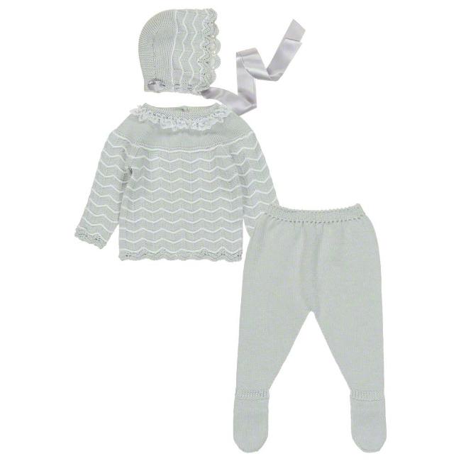 Picture of Carmen Taberner Baby 3 Piece Lace Trimmed Set - Grey