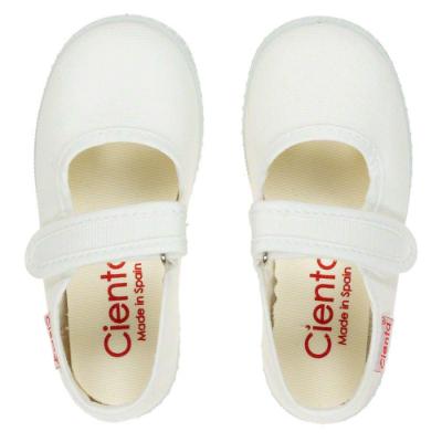Picture of Calzados Cienta Canvas Mary Jane Shoe - White