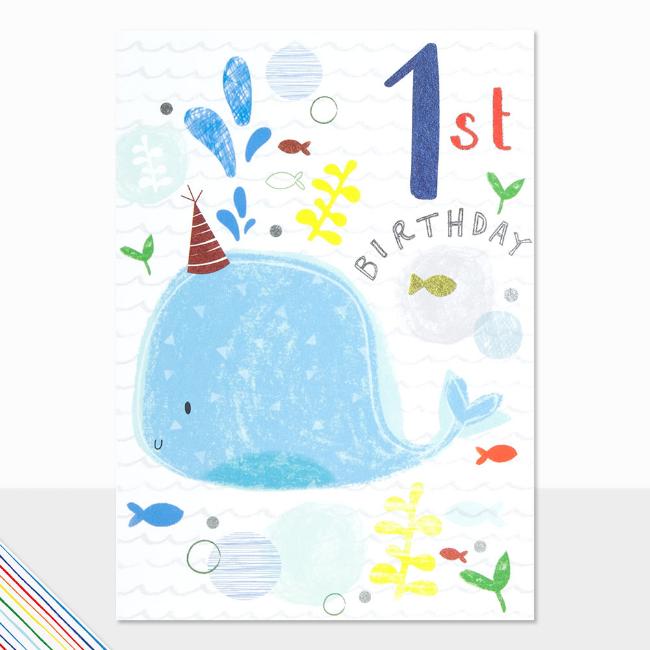 Picture of Laura Darrington Designs Scribbles 1st Birthday - Whale Greeting Card