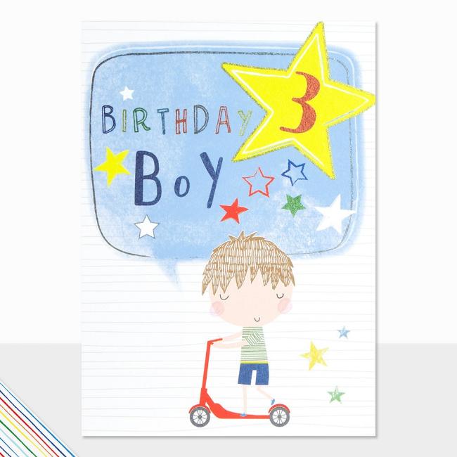 Picture of Laura Darrington Designs Scribbles Birthday Boy 3 Greeting Card