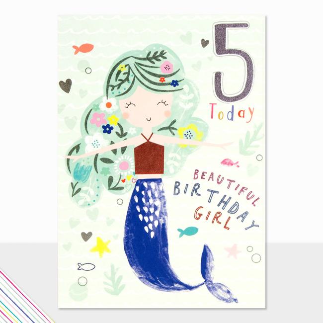 Picture of Laura Darrington Designs Scribbles Happy 5th Mermaid Greeting Card