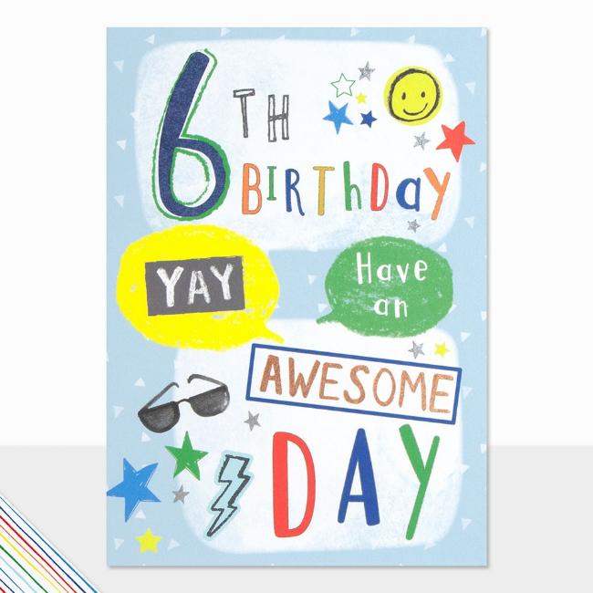 Picture of Laura Darrington Designs Scribbles 6th Awesome Birthday Greeting Card