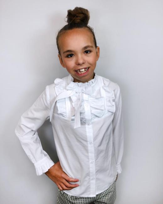 Picture of Loan Bor Girls Ruffle Bow Blouse - White