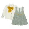 Picture of Loan Bor Girls Blouse Pleated Pinafore Set - Green