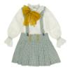 Picture of Loan Bor Girls Adjustable Skirt Pinafore Blouse Set - Green