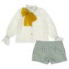 Picture of Loan Bor Girls Smocked Blouse Shorts Set - Green