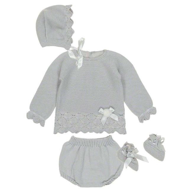 Picture of Mac Ilusion Girls 4 Piece Knitted Jam Pant Set - Grey