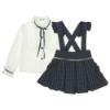 Picture of Loan Bor Girls Adjustable Skirt Pinafore Blouse Set - Navy