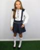Picture of Loan Bor Girls Adjustable Skirt Pinafore Blouse Set - Navy