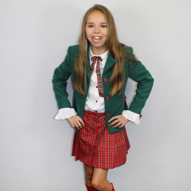 Picture of Loan Bor Girls Tartan Ruffle Jacket - Green