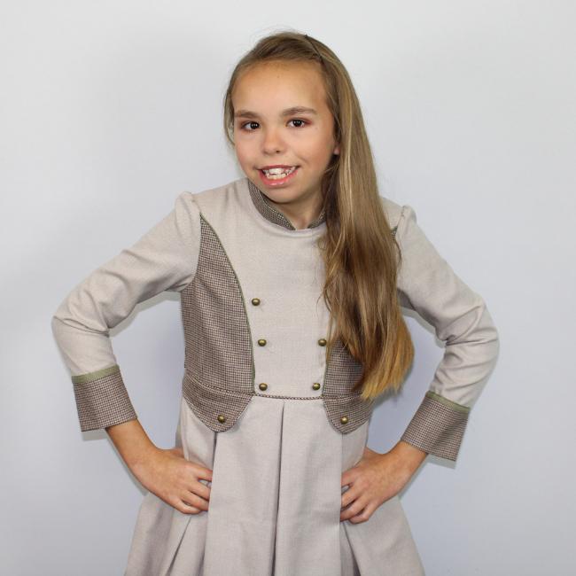 Picture of Loan Bor Girls Traditional Dress - Beige Brown