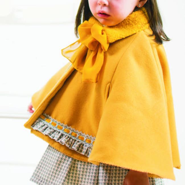 Picture of Loan Bor Girls Boucle Collar Cape - Mustard